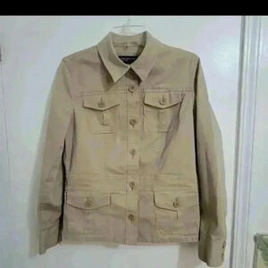 Jones New York Signature Womens Khaki Tactical Style Jacket Military Size Medium